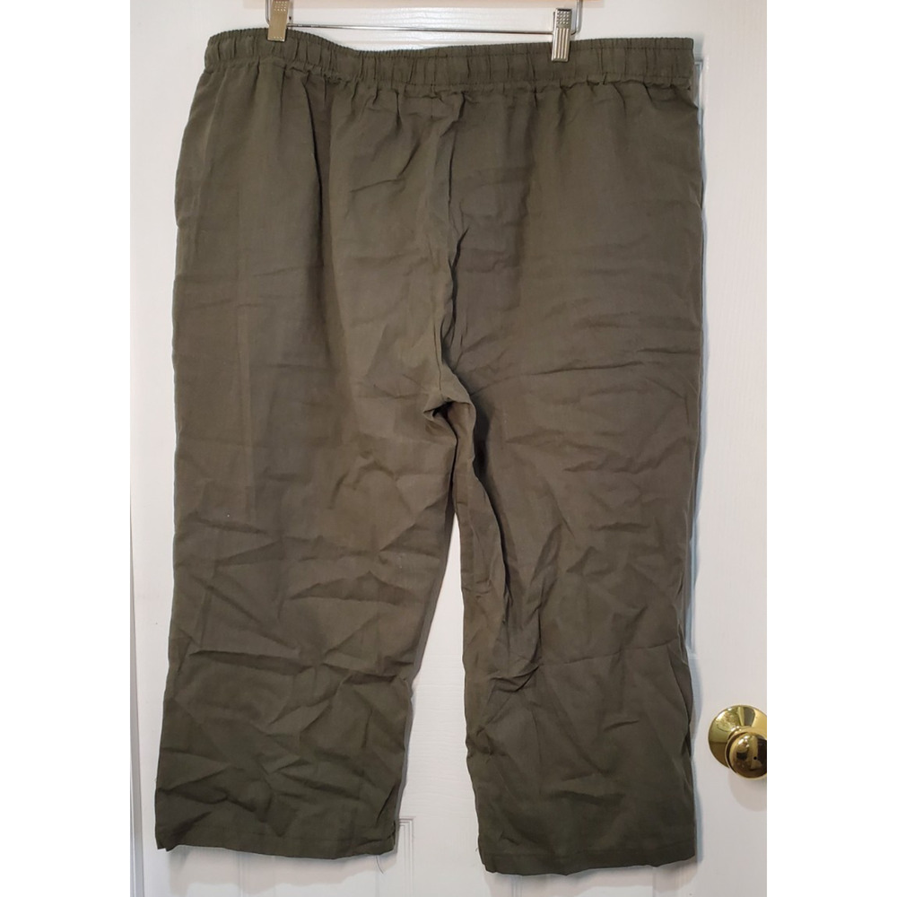 Lot 2 Womens 2XL Linen Blend Capri Pants Blue Olive Green Pull On Ankle NWOT - Picture 14 of 16